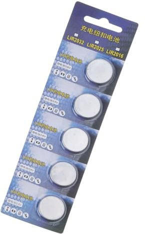 LIR2032 Batteries 3.6V Rechargeable Coin (5Pieces) Great for Organizers and Electronics Devices Rechargeable Coin Cell Battery