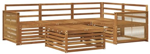 vidaXL Outdoor-Sofagarnitur 5 pcs Natur Massivholz Akazie, Patio Loungeset, modernes Sofa für draußen, wetterbeständiger Gartenspaß, Bequeme Terrassenmöbel
