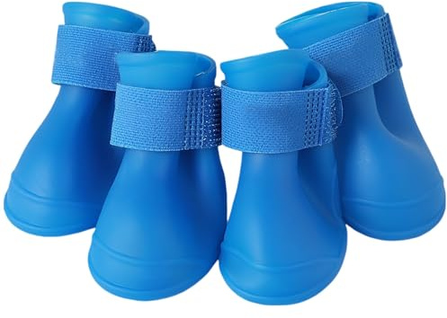 BOSREROY 4 stivali da pioggia per cani, in silicone, impermeabili, antiscivolo, per cuccioli, protezioni per zampe, per pioggia, neve, passeggiate all'aperto