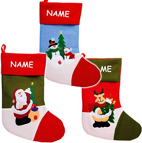 alles-meine.de GmbH 1 Stück XL - Weihnachtssocke & Filzstrumpf - 3-D Effekt - Weihnachten - incl. Name - 40 cm - Nikolausstiefel - Nikolausstrumpf/Weihnachtsstiefel - gro..