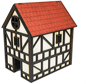 War World Gaming Medieval Town Bürgerhaus (Vorbemalt/Unbemalt) - 28mm Fantasie Tabletop Gelände Modell Diorama Modellbau