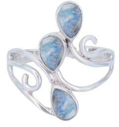 mantraroma Silberring Damen 925 Sterling Silber – tropfenförmiger Edelstein Ring, Vintage Statement Ring Schmuck, elegantes Geschenk für Frauen