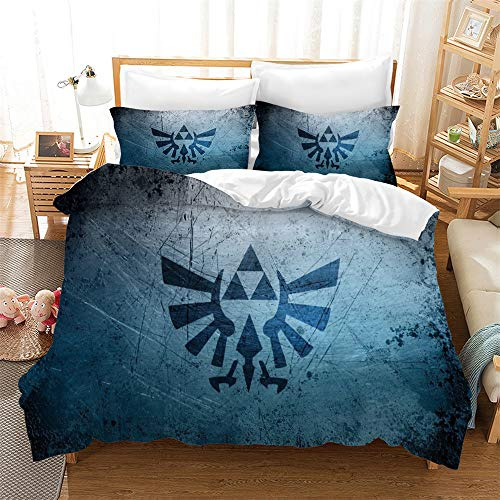Ste-X 3-teiliges Doppeltes Bettbezug-Set Die Legende Von Zelda Bettwäsche Quilt Bettbezug Für Mädchen, Ultra Soft Microfiber Hypoallergenic (200 x 200 cm,Stil 02)