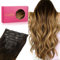 WENNALIFE Extensiones de Clip Seamless de Pelo natural, Marrón Oscuro a Castaño y Rubio Sucio Resaltado 40cm 130g 7 Piezas Sin Costuras Extensiones Pelo Natural Extensiones de Cabello Remy Humano