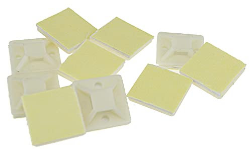 Cable Tie Base 20mm x 20mm Self Adhesive Natural Small White [10 Pack] [10 Pack : 20mm]