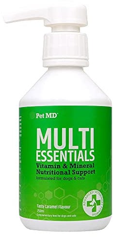 Pet MD Multi Essentials Complete Multivitamin for Dogs & Cats - Vitamin B for Dogs - Cat Vitamins - Dog Multivitamin - Dog Calcium Supplement - Vitamins for Senior Dogs & Puppies - 250 mL