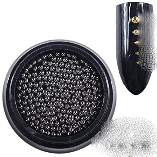 Beads for Nails Micro Metal Beads 0.6-2.0mm 3D Studs Alloy Jewelry Charms Supplies Art Decorations Steel Caviar Ball-2.0mm gun grey 7g