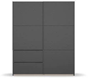 Rauch Möbel Sevilla Schrank Kleiderschrank Schwebetürenschrank, Grau metallic, Schwarz, Griffleisten Grau metallic, 2-türig, inkl. 2 Kleiderstangen, 2 Einlegeböden BxHxT 175x210x59 cm