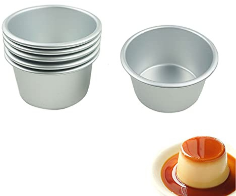 Proshopping 6 Packs Popover Pan, Large Individual Muffin Mold, Aluminium Pudding Cup, Chocolate Molten Mould, Raspberry Souffle Baking Maker, Brownie Tumbler -for Pie, Egg Tart, Cake (Size 3.4x 2)