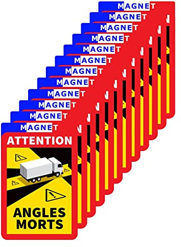 lepni.me 12er Pack Magnetische Warnschilder Achtung Toter Winkel Morts Aufkleber für LKW in Frankreich Starke Magnetaufkleber mit UV-Schutz