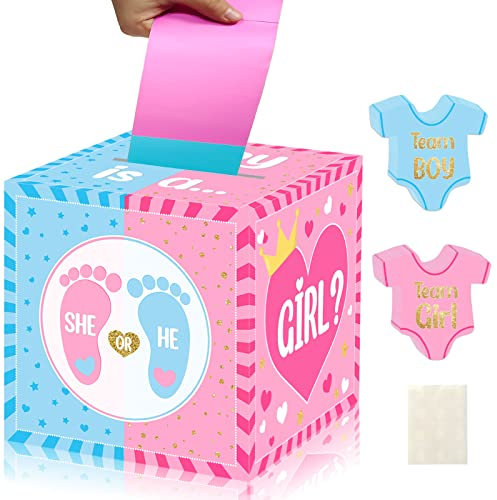 Boîte de Jeu extractible pour révéler Le Sexe de bébé, boîte de Vote avec 60 Cartes de Vote, garçon ou Fille, Fournitures de fête de révélation du Sexe, Rose et Bleu