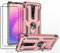JOYTAG Hülle für Xiaomi Mi 9T/MI 9T Pro Hülle，handyHülle+ Gehärtetes Glas Schutzfolie [2 Stück] Silikon TPU 360 Grad Drehring aus Halter magnetisch Autotelefon case-Rosé Gold