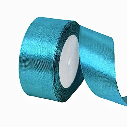 POPOYU Satinband Pfauenblau 40mm, 23 Meters Dekoration Geschenkband Fein Schleifenband, Stoffband für Luftballons, Hochzeit, Taufe und Geburtstag Geschenke Der Valentinstag Verpackung von Geschenken