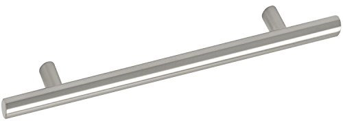 OBF 08 215617.17 Grimme Schrankgriff Eibonie Möbelgriff (Barell) ø 12 mm, Breite 350 mm Stangengriff Edelstahl gebürstet, Silber, Lochabstand 290 mm