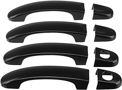 CRAKES 8-teiliges Set ABS Chrom Türgriffabdeckungen für Transporter T5 T6 Van 2003–2015 glänzend schwarz