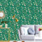 JOLIHOME Dunkelgrüne Tapete Weinlese Florale Vögel Abziehen und Aufkleben Kontaktpapier Blatt und Blume Selbstklebende Wandtapete für Küche Dekorativ Abnehmbar und Wasserdicht 44,5x500cm