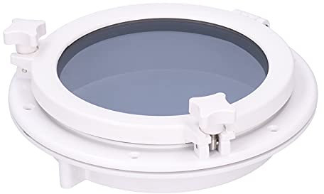 10in Round Portlight Porthole Tempered Glass Opening Window for Marine Boat Yacht RV White