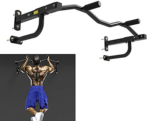 Samnuerly Klimmzugstange Wandmontierte Klimmzugstange aus Stahl, zur Deckenmontage, multifunktional, sicheres und stabiles Fitnessgerät, mit rutschfestem Griff, Belastung 200 kg (schwarz)