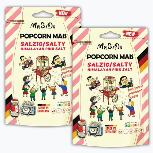 MSD MaSiDo salziges Premium Popcorn Mais aus Deutschland mit Himalaya-Salz, Butterfly Mais Vorratspack, ohne Gentechnik, vegan, glutenfrei, laktosefrei (2x 0,5 kg Packung salzig)
