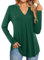 Beluring Womens Tops Casual V Neck Shirts Loose Fit Long Sleeve T-Shirts, Dark Green Size 12 14