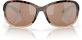 Costa Del Mar Damen Seadrift Rechteckige Sonnenbrille, Glänzende Schildkröte, verblasst nicht, Kupfer, Silber, verspiegelt, 580 g, 58 mm
