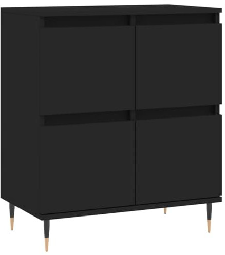 vidaXL Sideboard, Kommode mit viel Stauraum, Mehrzweckschrank Anrichte für Wohnzimmer, Schrank Beistellschrank Eisenbeine, Schwarz Holzwerkstoff