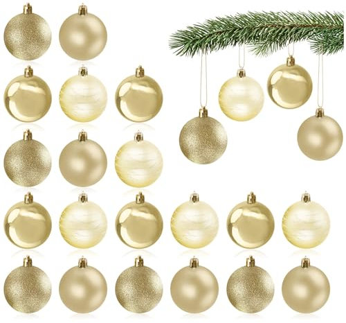 com-four® 24x Christbaumkugel - Weihnachtsbaumkugeln aus Kunststoff für Weihnachten - Baumschmuck für den Christbaum - Christbaumschmuck - Kunststoffkugeln