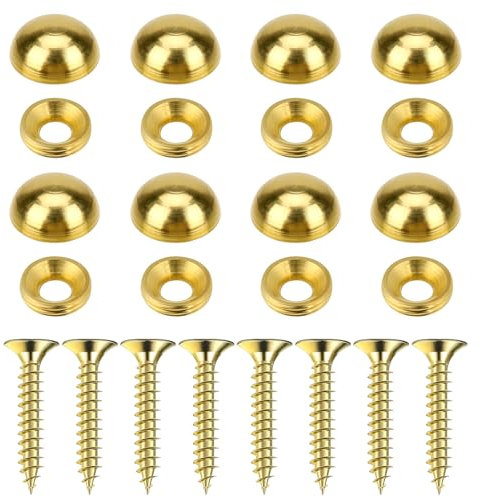 Tornillos decorativos de latón puro de 8 piezas con tapas de espejos sujetadores de tornillo cubiertas de tornillos dorados pernos decorativos auto muñón para muebles, pinturas, gafas, fijación de