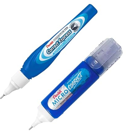 Pentel ZL31 Micro Correct Korrekturstift + ZLE52 Correct Express Pen - feine Spitze - 2 Stück