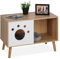 Relaxdays Katzenschrank mit Eingang, HBT: 50x75x40 cm, Katzenklo verstecken, Schlafplatz, Katzenhöhle Indoor, Natur/weiß