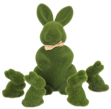 Amosfun 5st Mooskaninchen Gartendeko Hasen Figur Ostertierstatue Rasengraskaninchen Hase Aus Kunstrasen Hasen Dekofigur Tierische Dekorationen Osterfigur Niedlich Künstliches Moos Tablett