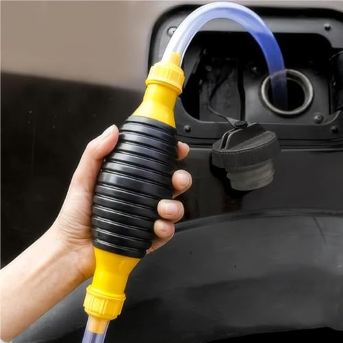 Hand-Kraftstoffpumpe Auto Kraftstofftank Saugnapf Öl Transfer Kraftstoffpumpe Benzin Diesel Flüssigkeit Manuelle Pumpe Siphon für Kraftstoffe Notpumpe,Benzin Diesel Wasser, Benzinschlauch (3M/10ft)