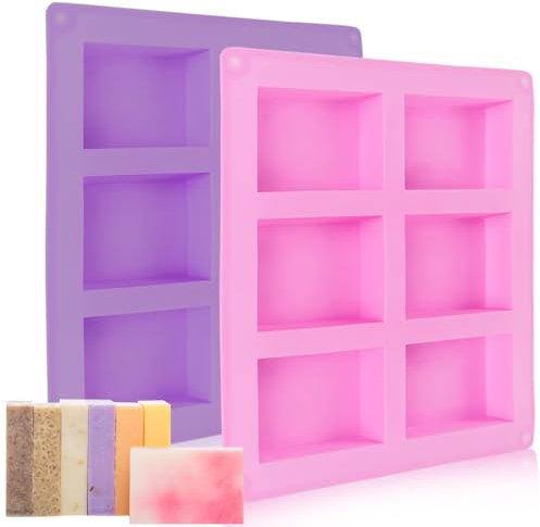 2 Pièces Moule Savon Silicone, Moule à Savon Rectangulaire, Moule Silicone Savon DIY, Moules à Savon en Silicone Antiadhésif, pour Fabrication de Savon, Cuisson du Gâteau, Artisanat en Résine