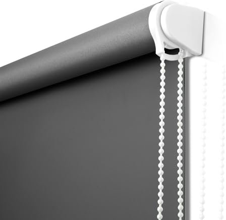 NUTRO CHILL Roller Window Blinds, Blackout Black Out Shades for Indoor Windows with Thermal Insulated, UV Protection Roll Down Blackout Blinds for Home and Office (29'' W x 68'' L, Charcoal Gray)