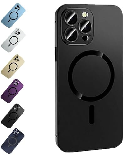 ERGRFHNL Superideamall Super Idea Mall Phone Case for iPhone 15 14 13 Pro Max, Magnetic Charging Anti-Collision Matte Protective Case, Aluminium Bumper Magnetic Charging Case (15ProMax,Black)