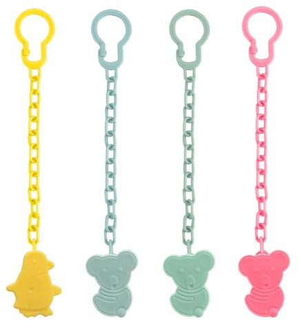 4 Stück Schnullerkette für Babys, Schnullerketten für Mädchen Und Jungen, Pacifier Clip Chain im Einteiligen Design, Baby Schnullerkette Set, Geeignet für Schnuller und als Geschenk