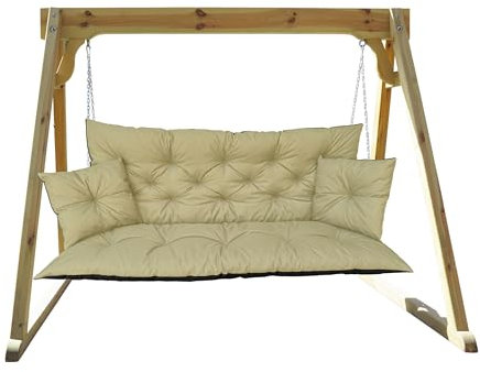 IN WOHO Hollywoodschaukel Auflage Outdoor Sitzkissen Gartenbankauflage Bankauflage Wasserabweisend Gartenbank Sitzkissen Bankkissen Sitzauflage Bank Palettenkissen mit 2 Kissen 100x60x50 Beige