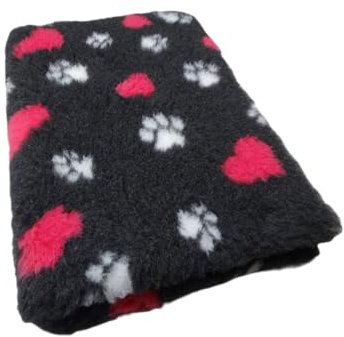 Krambambulishop.de Vet-Bed Softbed Dry-Bed Hundebett Hundedecke Vetbed Trockenbett rutschfest 22mm Florhöhe Pinkes Herz 1m x 1,60m
