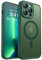 CANSHN Magnetic Compatible with iPhone 13 Pro Max Case(6.7 Inch), Upgraded [Full Camera Protection] [Compatible with Magsafe] [Translucent Matte] Shockproof Protective Phone Case Cover - Deep Green