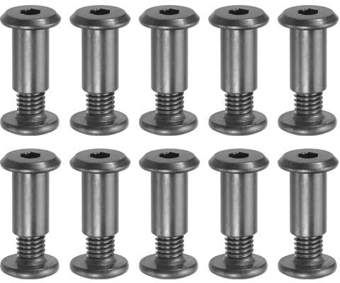 PATIKIL M8 x 12 mm Hex Chicago Screws,10 Set Binding Screw Posts | Posts Connecting Hex Drive Socket Cap Bolt Nuts,for Scrapbook Leather Belt Album Photo Furniture Repair,Black