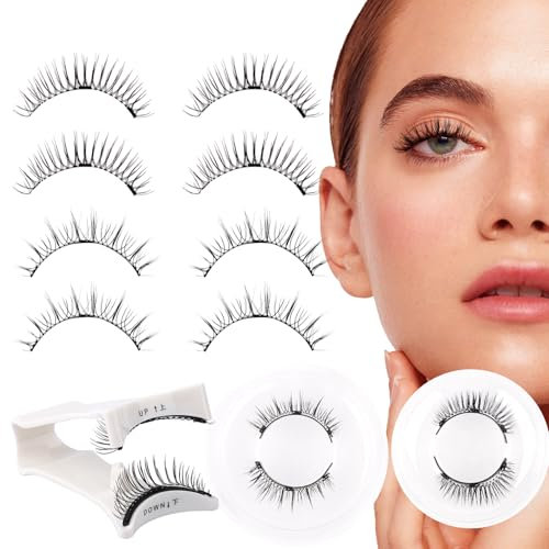 4 paires cils magnétiques avec applicateur, faux cils magnetique réutilisables, faux cils magnetique naturel sans colle(M9+M1-4P)