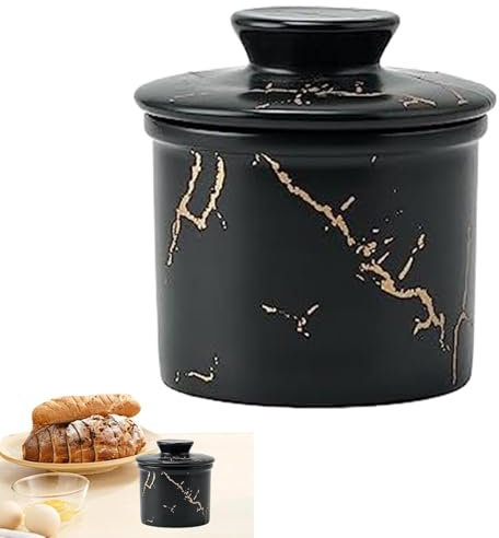 jamgeery Mantequilla francesa | Recipiente de mantequilla de cerámica con tapa | Vajilla decorativa hermética al agua, recipiente de mantequilla de cerámica para decorar el hogar y la cocina