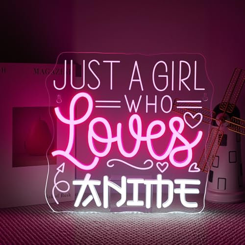 VYXIN Just a Girl Who Loves - Panneau néon LED mural - Alimentation USB - Pour chambre à coucher, maison, club, fête - Décoration de fenêtre - Chambre à coucher - Cadeau