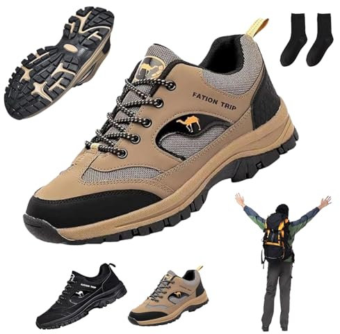 Donubiiu Orthotrip-Ergonomische Schmerzlindernde Komfortschuhe, Trekkingschuhe Leichte Outdoor Atmungsaktiv Herren Schuhe, Freizeit OrthopäDische Wanderschuhe (46,Braun)