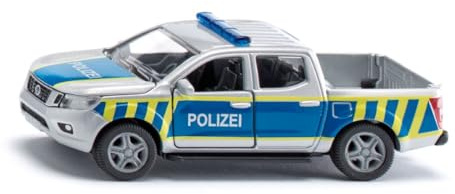 Siku 2317, Nissan Navara Bundespolizei, 1:50, Metall/Kunststoff, Silber/Blau, Spielzeugauto für Kinder, Öffenbare Türen, Gummierte Reifen, Anhängerkupplung
