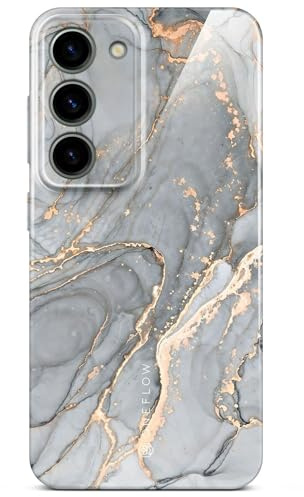 ONEFLOW Bliss Cover für Samsung Galaxy S23 Hülle in Marmor Optik, Designer Case Handy Schutzhülle mit Kameraschutz, Muster Hardcase Glitzer Handyhülle marmoriert, Grau Gold