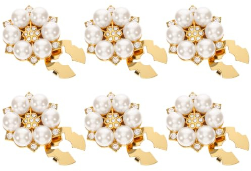 6PCS Button Covers Rhinestone Detachable Button Covers for Women Blouses Crystal Decorative Clips Buttons Jewelry Pearl Buttons Pins for Jeans Sewing DIY Craft Women Men(Pearl)