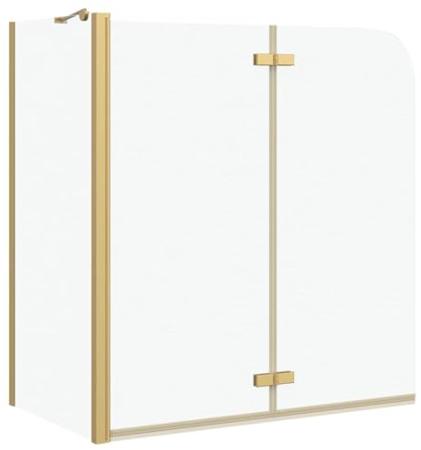 vidaXL Duschabtrennung Gold 120 x 68 x 130 cm ESG-Glas und Aluminium, Badezimmer, rechteckige, moderne, verstellbare Falt-Duschtüren, aus gehärtetem Glas, Duschkabine