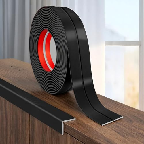 JSIWOTH 9,2M PVC Eckenschutz Leiste Selbstklebend 90-180° Schwarz 16mm breit