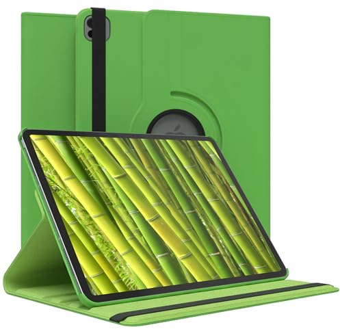 EAZY CASE - Tablet Hülle für iPad iPad Pro 13 (2025) Schutzhülle 13 Zoll Smart Cover Tablet Case Rotationcase zum Aufstellen Klapphülle 360° drehbar mit Standfunktion Tasche Kunstleder Grün